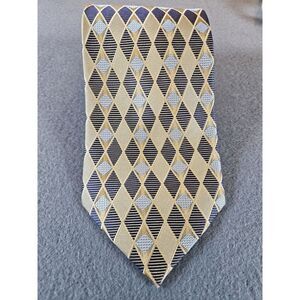 BRUNO PIATTELLI Men's 100% Silk Necktie‎ Designer Geometric Gold/ Black